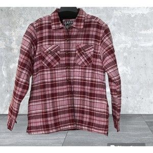 Casual Country Shacket Adult Medium Red White Plaid Button Up New No Tag Pockets